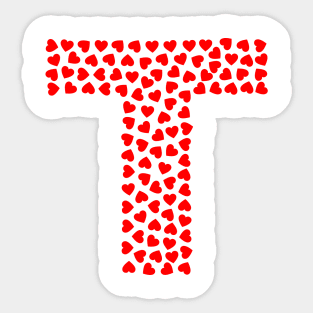 Letter T Heart Shape Initial Sticker